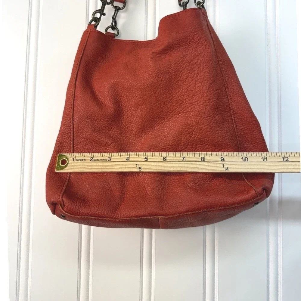American Leather Co. Austin Triple Entry Bucket Purse Red Hobo Bag
